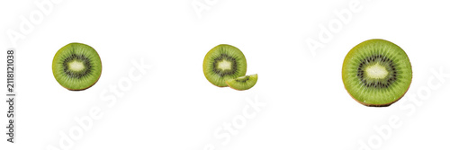 Obraz na płótnie Set of 3 fresh kiwi fruit slices isolated on white background