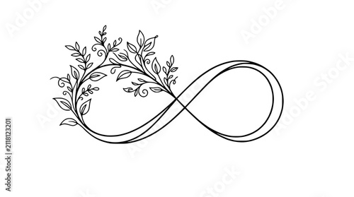 Konstfotografi Infinity symbol with floral vine decoration, elegant and organic design