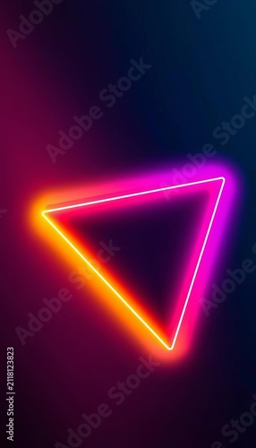 Neon triangle banner with bold lines and bright colors, playful, geometric