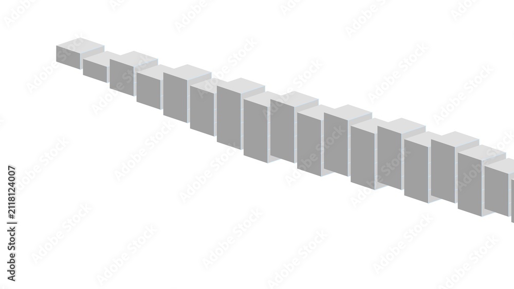 Obraz premium Isometric Liquid Mercury Pyrite Cube Array on White Background