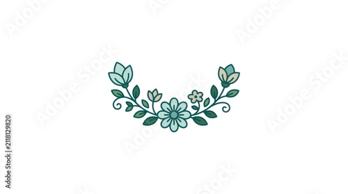 Quadro su tela Green floral leaf branch illustration.