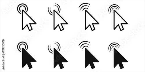Konstfotografi Eight Cursor Icons Showing Click And Hover States In Black And White On White Ba