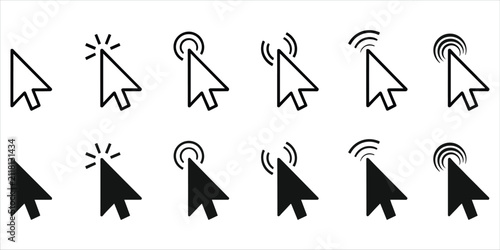 Konstfotografi Twelve Cursor Icons Showing Click And Hover States In Black And White On White B