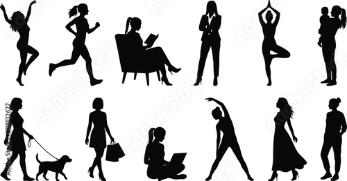 silhouette people men group