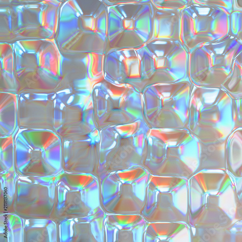 Iridescent Geometric Pattern with Prismatic Light Reflections and Colorful Shimmering Cubes Design transparent background
