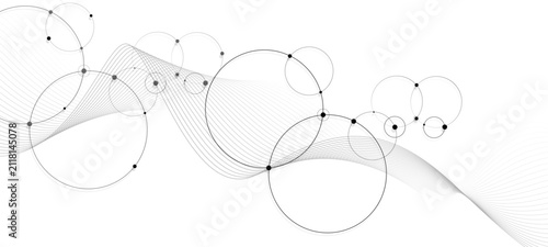 Abstract connecting dots and circles. Abstract vector illustration with black and white background
