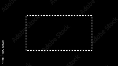 Dotted line rectangle frame animation on white background. Animation of a dotted line path from left to right point. border frame dotted line animation isolated.4K Dotted line rectangle