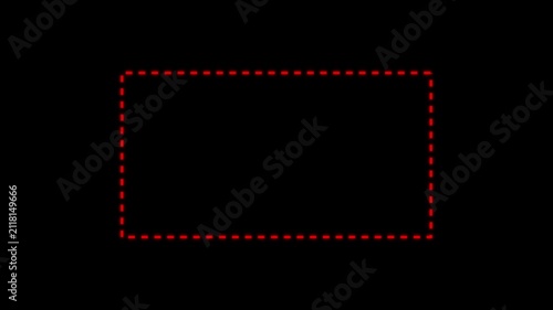 Dotted line rectangle frame animation on white background. Animation of a dotted line path from left to right point. border frame dotted line animation isolated.4K Dotted line rectangle