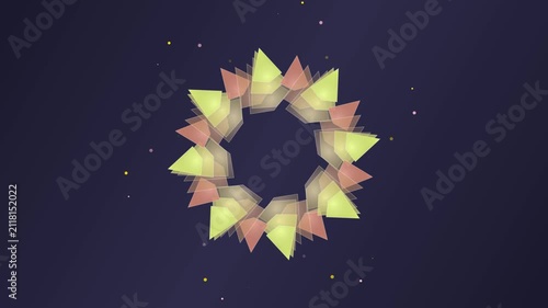 Abstract Green Geometric Triangles Rotating In A Circular Pattern