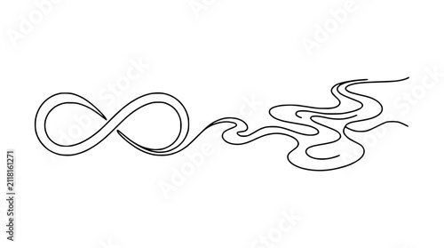 Принти на полотні Infinity Symbol Dissolving into Smoke or Mist - Abstract Line Art