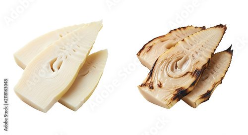 Bread slices and cheese slice close up.