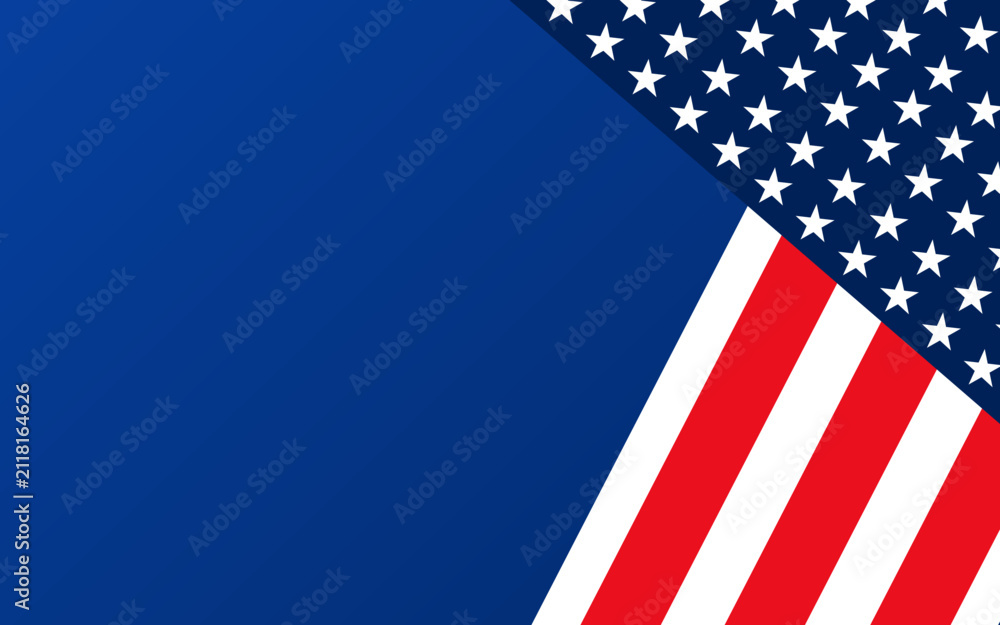 Fototapeta premium American flag themed corner design suitable for patriotic marketing materials, background designs, social media posts, fourth of july promotions.