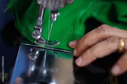 close up of a sewing machine