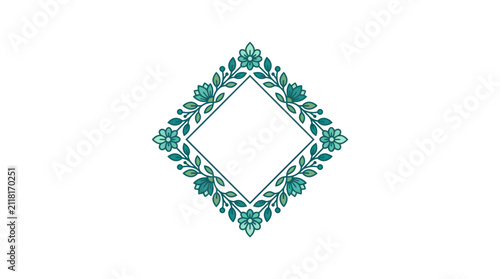 Green leafy vine wreath border frame.