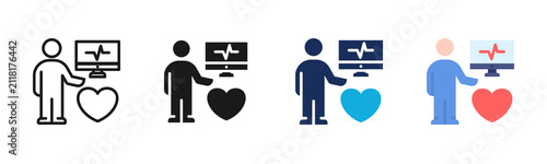 Patient Monitoring icon set multiple style collection