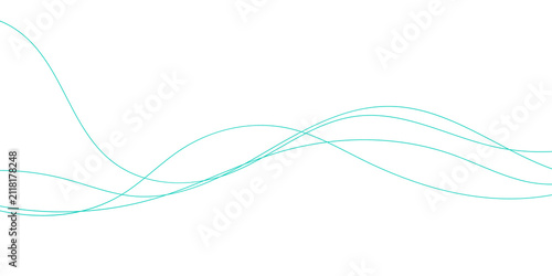 Abstract teal wave line art vector background with smooth flowing curves