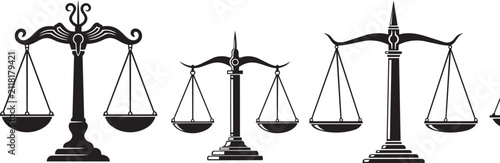 Obraz na plátne Law scales in a row on white background representing justice and balance
