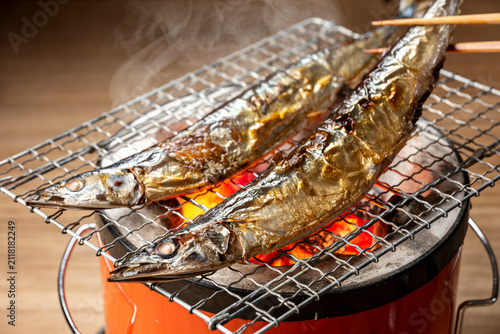 サンマの塩焼き炭火焼き