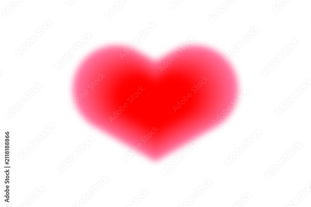 Fototapeta premium Abstract blurry pink and red heart shape transparent overlay isolated