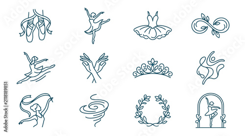 Photography Ballet dancer icons and symbols representing artistry and grace