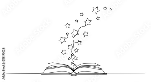 Obraz na płótnie Open Book with Stars Emerging