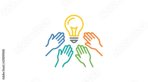 Konstfotografi Hands Reaching Up to Light Bulb.