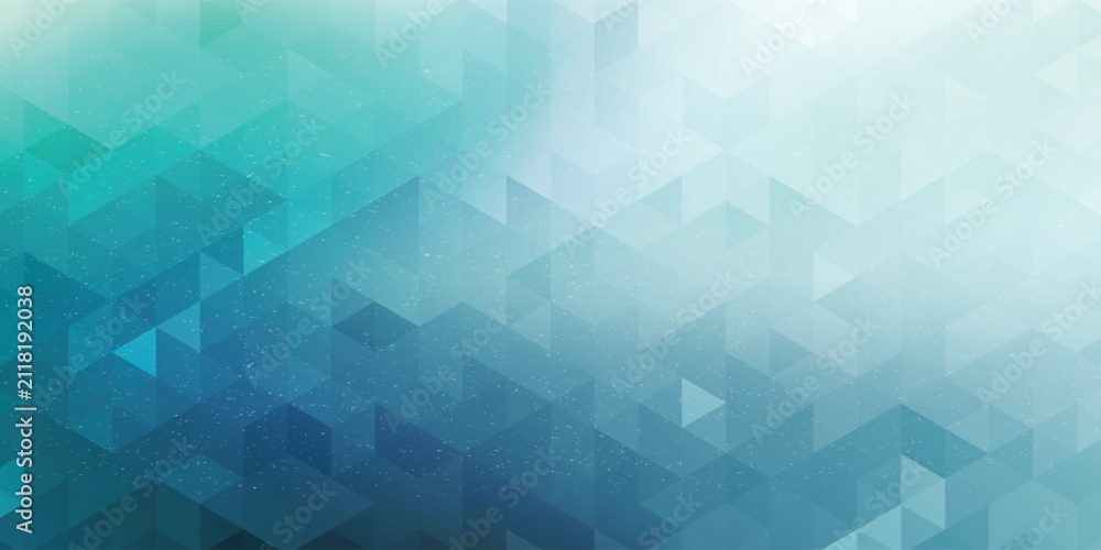 Obraz premium Abstract geometric background with turquoise gradient polygonal shapes. Modern minimalist backdrop with soft mosaic triangle pattern vector banner.