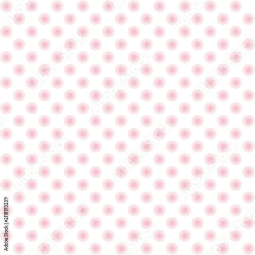 Pale Pink Watercolor Polka Dot Seamless Pattern Background　水彩風パステルピンクのドット シームレスパターン背景