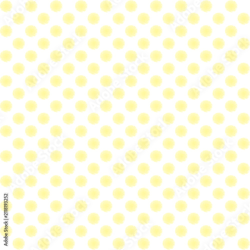 Pale Yellow Watercolor Polka Dot Seamless Pattern Background　水彩風パステルイエローのドット シームレスパターン背景