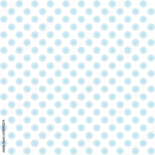 Light Blue Watercolor Polka Dot Seamless Pattern Background　水彩風ライトブルーのドット シームレスパターン背景