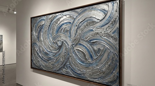 Metal Wave Harmony, Abstract Wave Sculpture in Modern Art Exhibition
