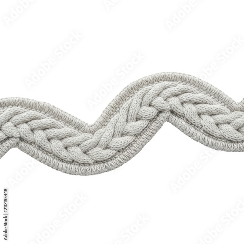 Grey Cable Knit Wavy Trim for Garment Design Element
