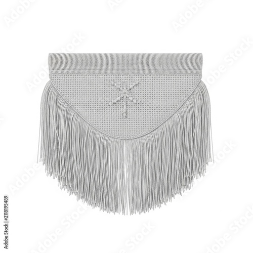 Grey Fabric Corner Swatch with Scalloped Lace Border