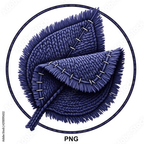 Navy Blue Folded Fabric Rose Rosette Textile Decoration