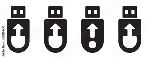 Obraz na płótnie Usb drive icons set featuring upload download and eject arrow symbols for digital file storage management