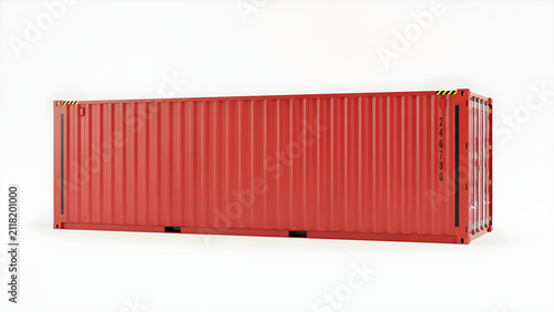 Red Shipping Container for Global Logistics Transportation and Cargo Freight Storage Isolated on a White Background