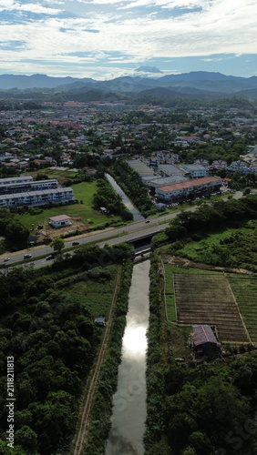 aerial view of the road