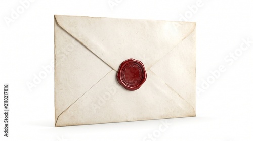 Vintage paper envelope with a red wax seal