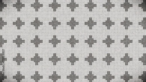Grey mosaic cross pattern creates an elegant seamless loop background.