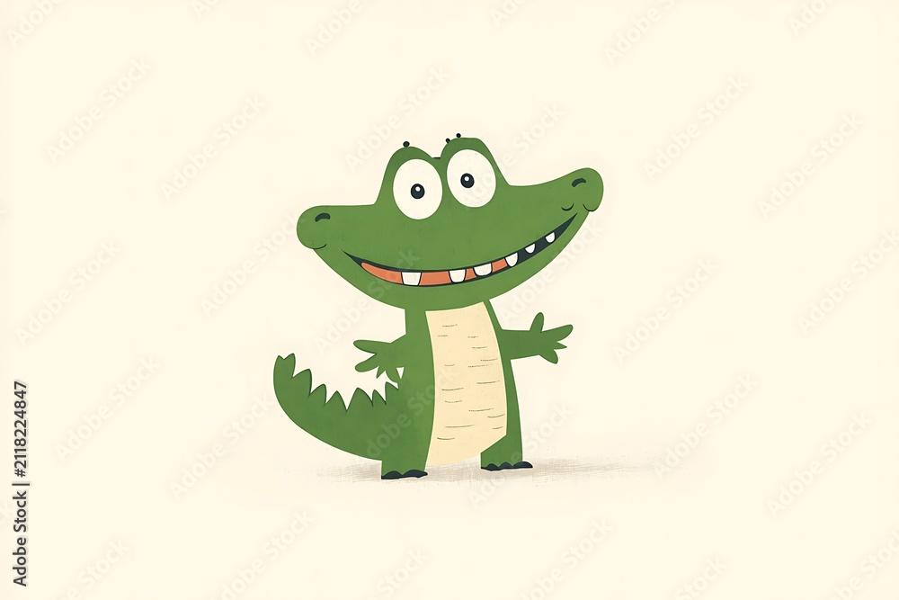 Fototapeta premium Cartoon crocodile smiling