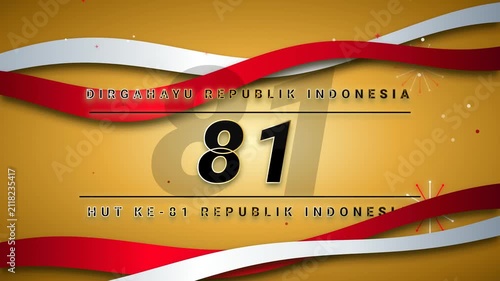 Indonesia Independence Day 81st Anniversary Gold Red and White Abstract Background Motion