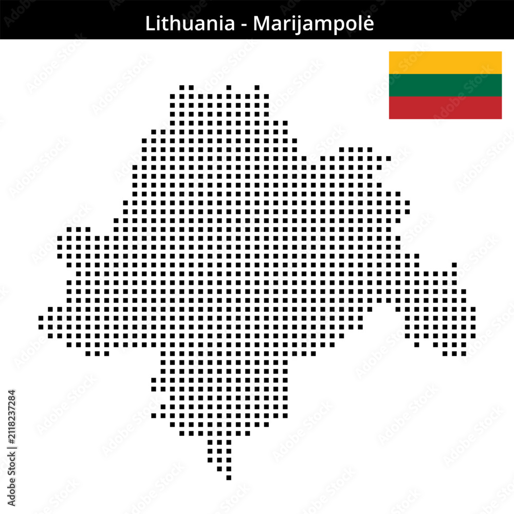 Obraz premium Map of Lithuania region Marijampolė in medium size square dots