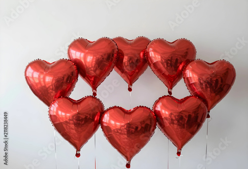 Group of red heart shaped f...