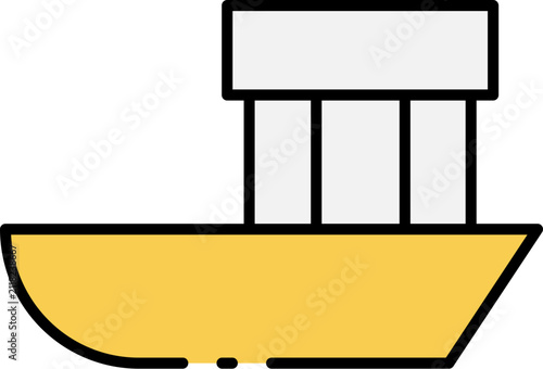 Foto Simple vector icon of a yellow passenger boat or ship for marine transport conce