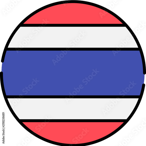 Round Thailand National Flag Circular Emblem Icon Vector Graphic Design Illustration for Travel and Patriotism Concepts