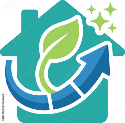 Sustainable Home Improvement and Eco Property Value Growth Flat Vector Icon
