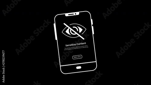Sensitive content warning. Suitable for digital designs needing a sensitive content warning icon for smartphones. Ideal for websites, apps, and social media interfaces.