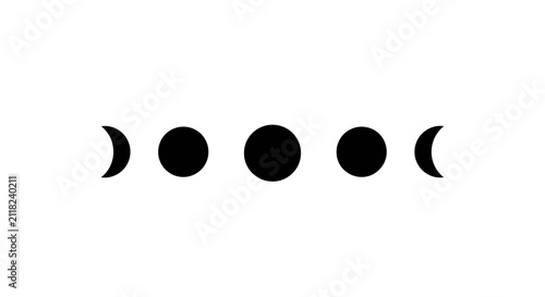 Minimalist black crescent moon and full moon phases on white background