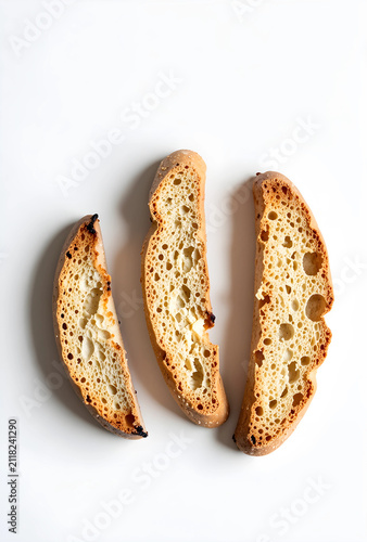 Three toasted baguette slic...