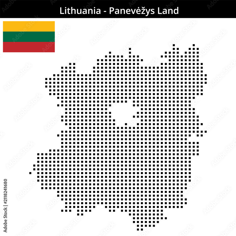 Obraz premium Map of Lithuania region Panevėžys-Land in medium size square dots